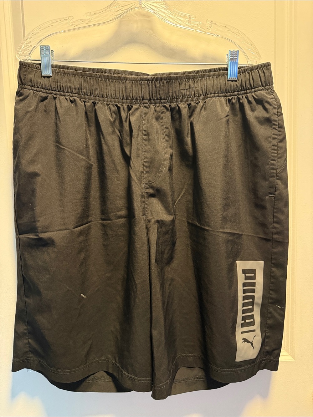 Puma Black Men's Athletic Shorts with Vertical Logo
